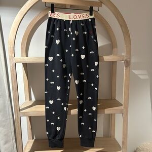 BEAU LOVES Black Heart Print Pants